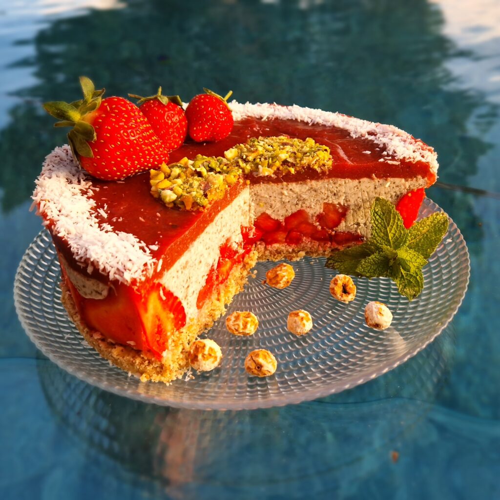 Fraisier piscine tranché